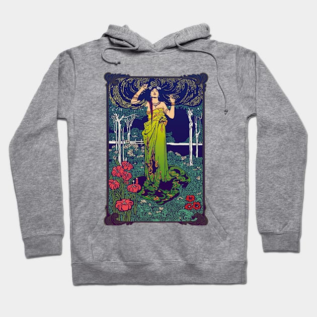 Art Nouveau Lady (green) Hoodie by Soth Studio